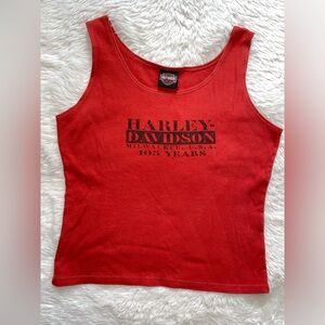 Harley Davidson 105 years tank top women’s M L orange Milwaukee 2008 vintage t